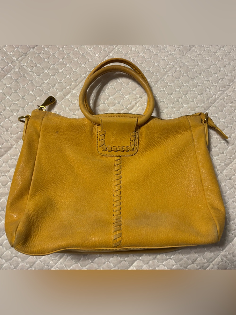 HOBO Medium Sheila Mustard Yellow Leather Bag with Top Handles